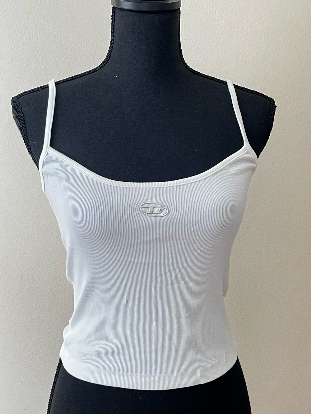 Diesel White Ribbed Spaghetti Strap Camisole
